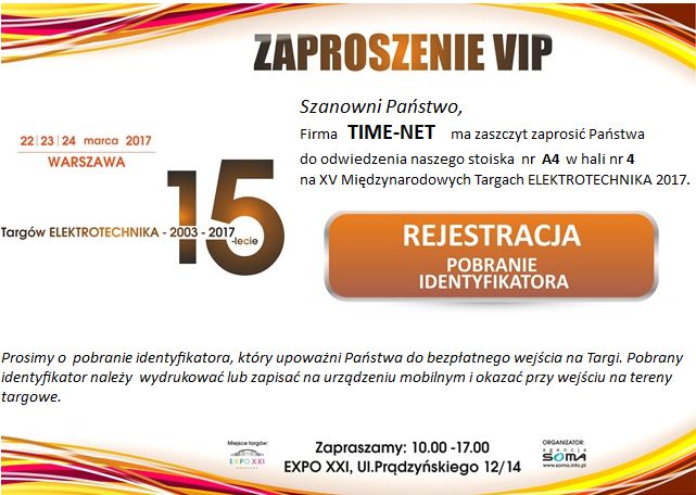Zaproszenie VIP Elektrotechnika 2017